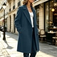 thumbnail image 4 of cocolona Womens Winter Trench Coat Notch Lapel Long Sleeve Classic Overcoat Solid Color Elegant Long Jacket, 4 of 6
