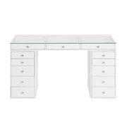 Impressions Vanity SlayStation Pro 2.0 Vanity Table with Clear Glass Top and 13 Drawers