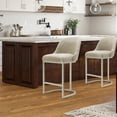 thumbnail image 3 of Leick Home Barrelback Counter Stool with Oatmeal Seat and Pewter Metal Base, Set of 4, 3 of 17