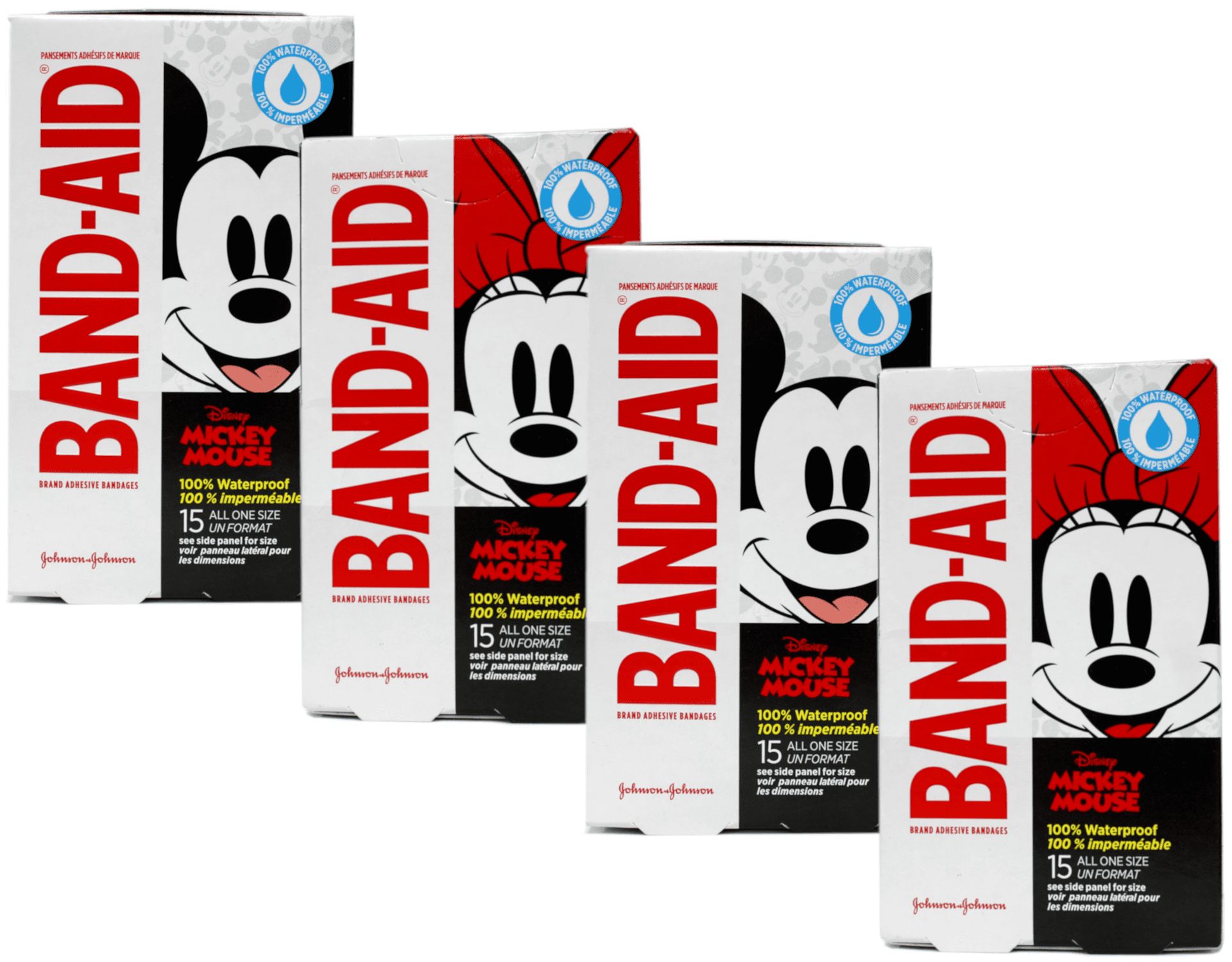 Band-Aid Brand Adhesive Bandages, Mickey Mouse 100% Waterproof 15 each Pack of 4