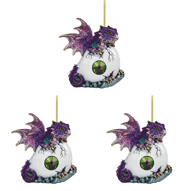3uds. Decoraciones navideñas de dragón de dibujos animados acrílico para decoración de fiesta de Navidad (púrpura)