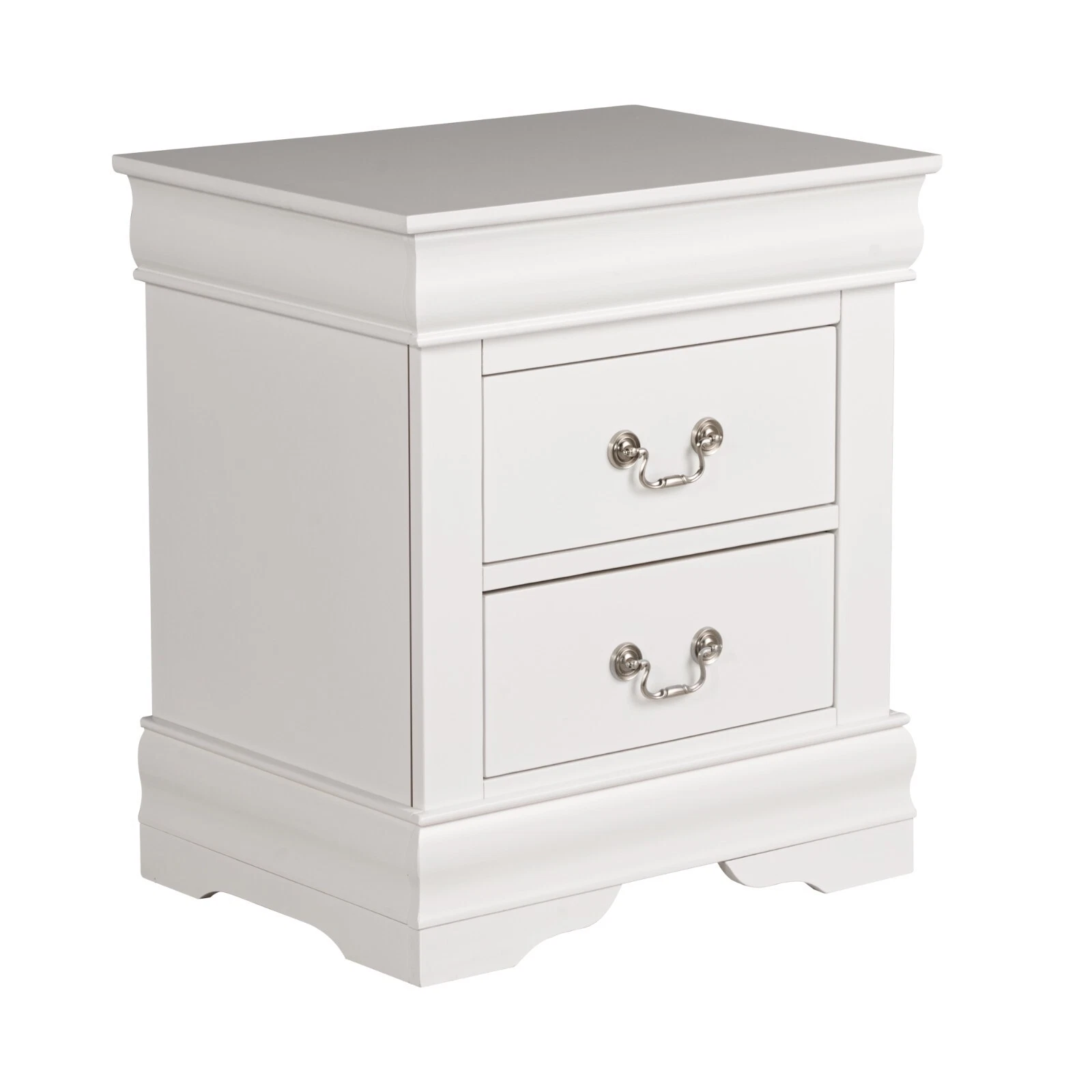Traditional Solid Wood Nightstand with 2 Drawers in Black / Dark Cherry / White