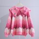thumbnail image 1 of Suéter de color contrastante con cuello de muñeca nuevo de otoño e invierno coreano, diseño femenino, lindo osito dulce, suéter perezoso que reduce la edad, 1 of 5