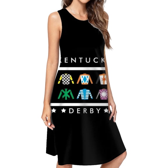Kentucky Derby Day Spring Summer Dresses For Women Fashion Dress Casual Sleeveless Loose Sundress With Pockets