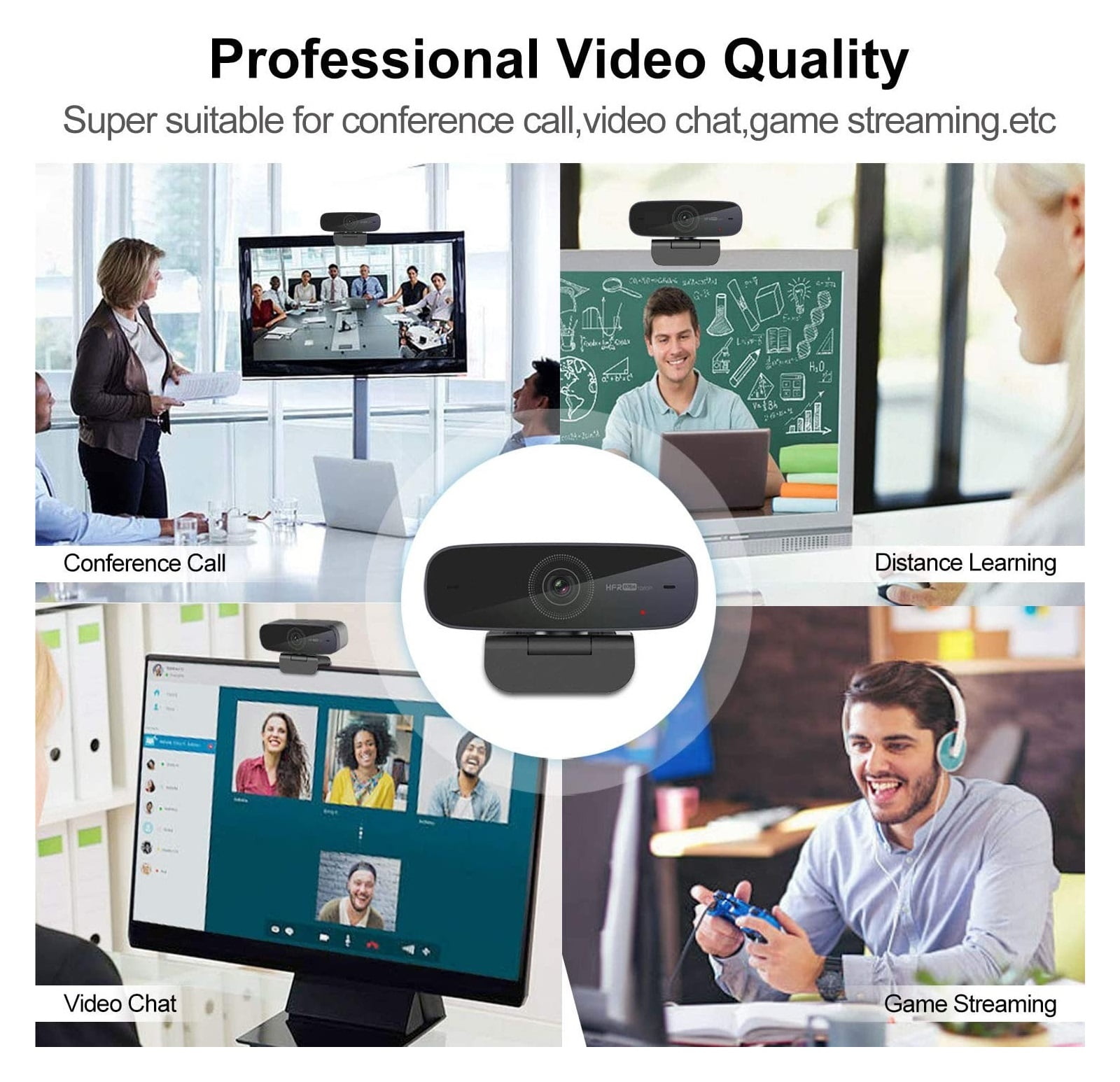 1080p 60Fps Auto Focus Webcam Full HD USB Camera Stream With Microphones For Conferencing, Live Streaming, Recording ,Full Clarity