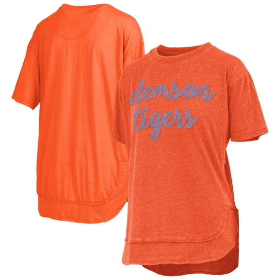 Women's-Pressbox  Orange Clemson Tigers Poncho T-Shirt
