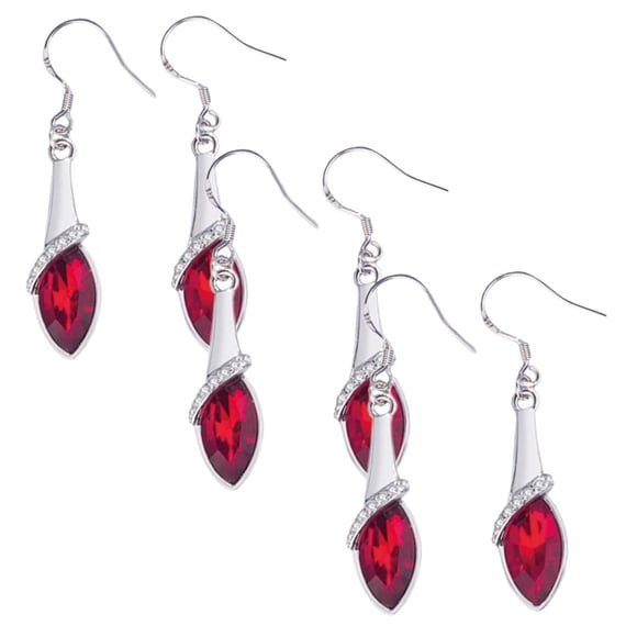 Aretes en Forma de Agua Drop02 3Pzas Gota de Agua Rojo Metal/Circón.