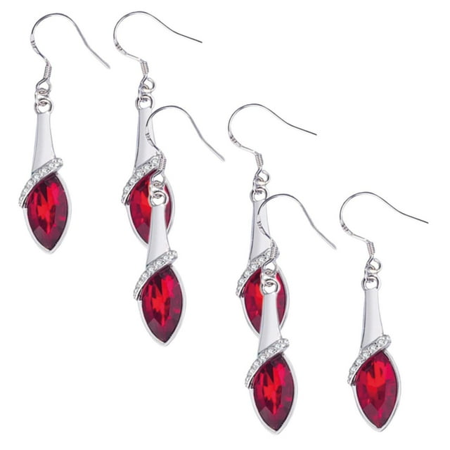 Aretes en Forma de Agua Drop02 3Pzas Gota de Agua Rojo Metal/Circón.