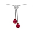 thumbnail image 2 of Star K� Double Drop Pear Shape Ball Bar Created Ruby Pendant Necklace, 2 of 9