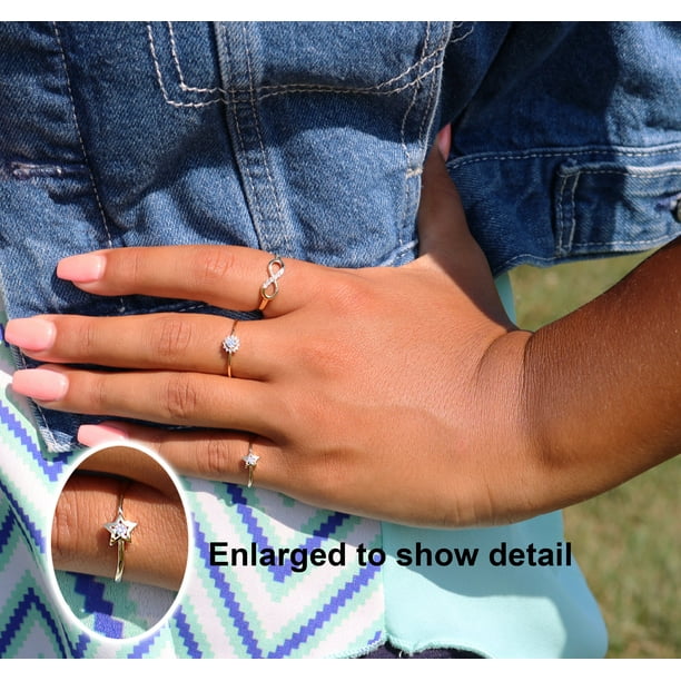 Tilo Jewelry 10k Yellow Gold Dainty CZ Star Ring- Size 7 - Women