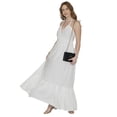 thumbnail image 6 of LA LEELA Women's A-Line Maxi Gown Smocked Top Frill Dress Long Sleeveless Casual Tube Dresses for Women S-M Solid, White, 6 of 6