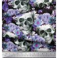 thumbnail image 3 of Soimoi Cotton Cambric Fabric Skull,Rose & Anemone Flower Print Fabric by The Yard 42 Inch Wide, 3 of 4