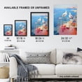 thumbnail image 3 of Birds By the Beach Abstract Oil Painting Blue Pink Orange Bathroom Artwork Seagulls on Railing Unframed Wall Art Print Poster Home Decor Premium, 3 of 5