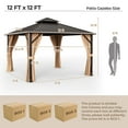 thumbnail image 3 of Gymax Pavillon à Toit Rigide à Double Toit 12 Pieds x 12 Pieds avec Toit en Acier Galvanisé, Moustiquaire et Rideaux, 3 of 10