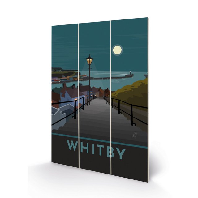 Georgina Westley - Placa Whitby Diseño Mini de Madera (Azul, Gris, Verde)