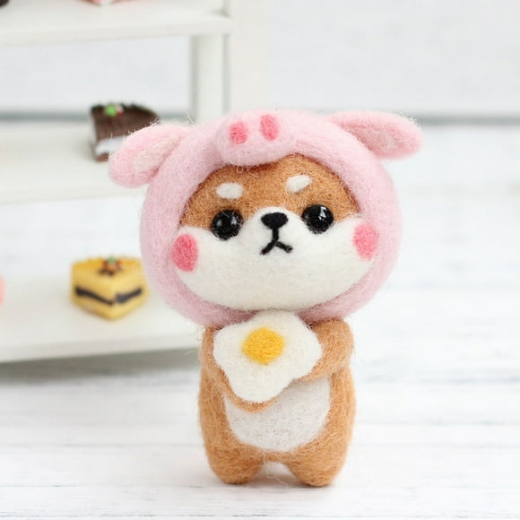 Material Bag, Interesting DIY Craft Needle Felting, Super Cute Easy To Use Animal Needle Felting, For Home Festival Decor Pig Shiba Inu