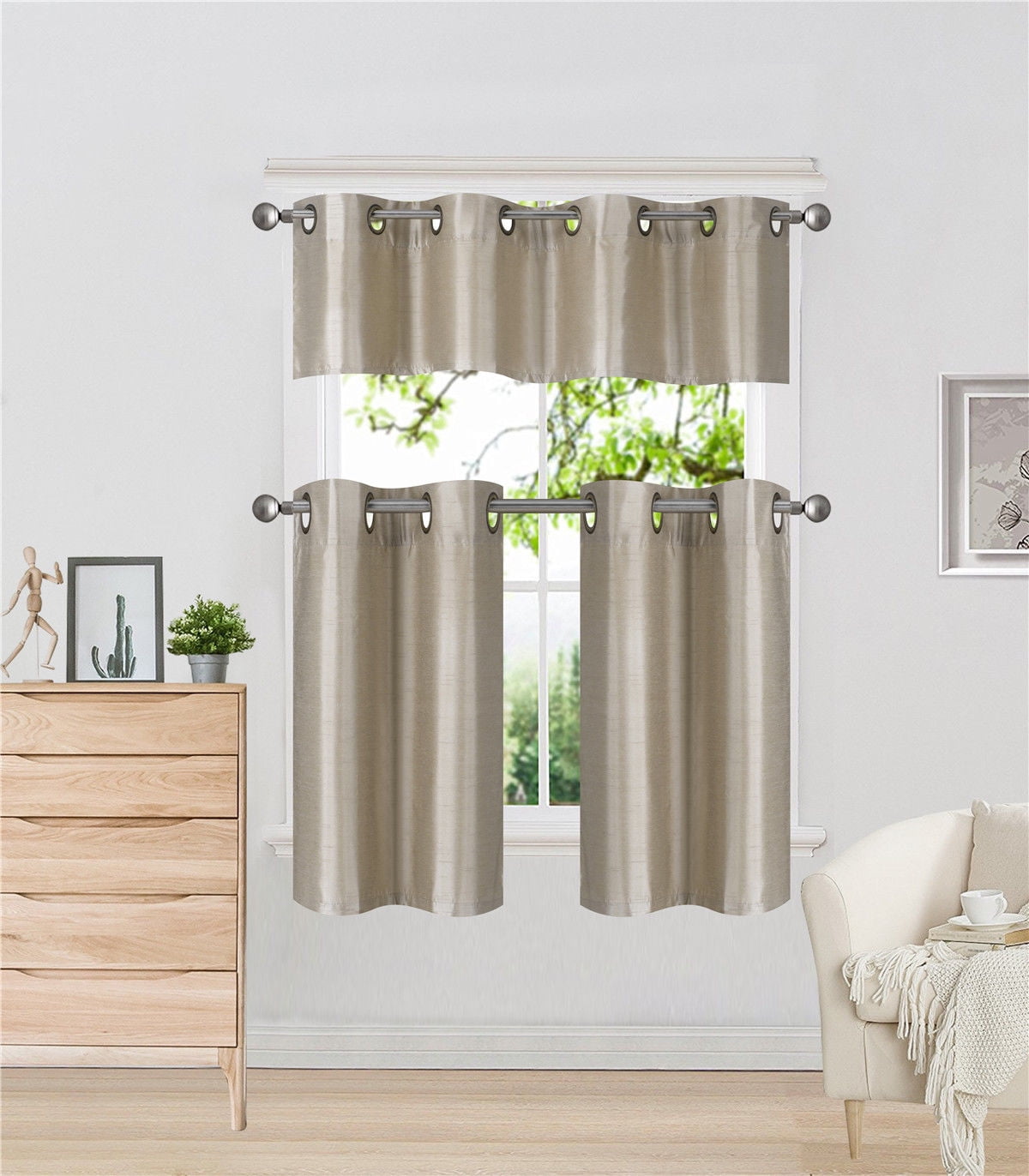 Short Kitchen Curtain LIOOBO Window Curtain Valance Blackout Thermal Insulated Valance Curtain ï¼ˆ52 W x 18 Hï¼‰ Small Cabinet Curtains 