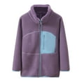 thumbnail image 2 of lkfuzj Boys Girls Full Zip Plus Plush Jacket Outerwear Coat With Pockets Toddler Long Sleeve Winter Solid Coat Tops For Youth 3-10 Years - Purple, 2 of 3