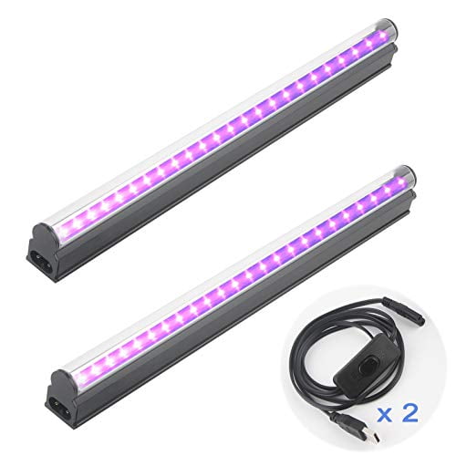 Black Light Bar 2 Pack, 10W 1ft USB Portable UV Led Blacklight Tube for
