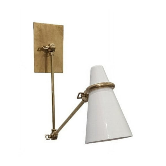 Pair Of Brass Wall Lamp Mid Century Handmade White And Polished Brass Articulating Wall Sconce