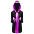 thumbnail image 1 of Alvivi Enfants Garçons Robe de Boxe Art Martial Muay Thaï Uniforme Manches Longues Kick Boxe Robe à Capuche Ensembles Noir&Rose Vif A 10, 1 of 5