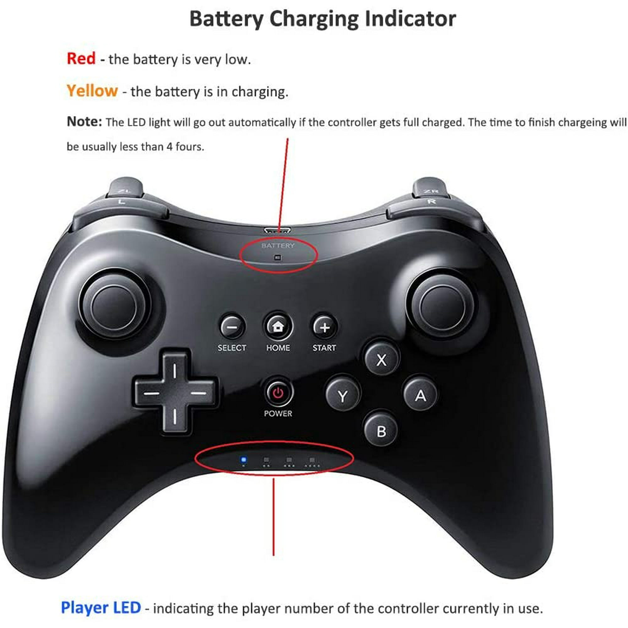 Pro Controller for Nintendo WiiU Bluetooth Wireless Dual Analog Pro Controller Joystick Gamepad for Nintendo Wii U USB Cable Walmart