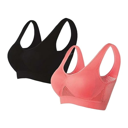 Clearance!Uooqdmx Sports Bras for Women Plus Size Lingerie Sports Bras Comfort Bras Wireless Sleep Yoga Bras with Removable Bandeau Bra Hot Pink(2PC) 3XL