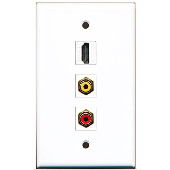 RiteAV - 1 Port HDMI and 1 Port RCA Red and 1 Port RCA Yellow Wall Plate