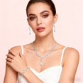 thumbnail image 6 of Valentine's Day Jewelry Set Romantic Alloy Necklace, Earrings, and Bracelet with Crystal Decorations Elegant Forest Ambiance Gift for Her, 6 of 6