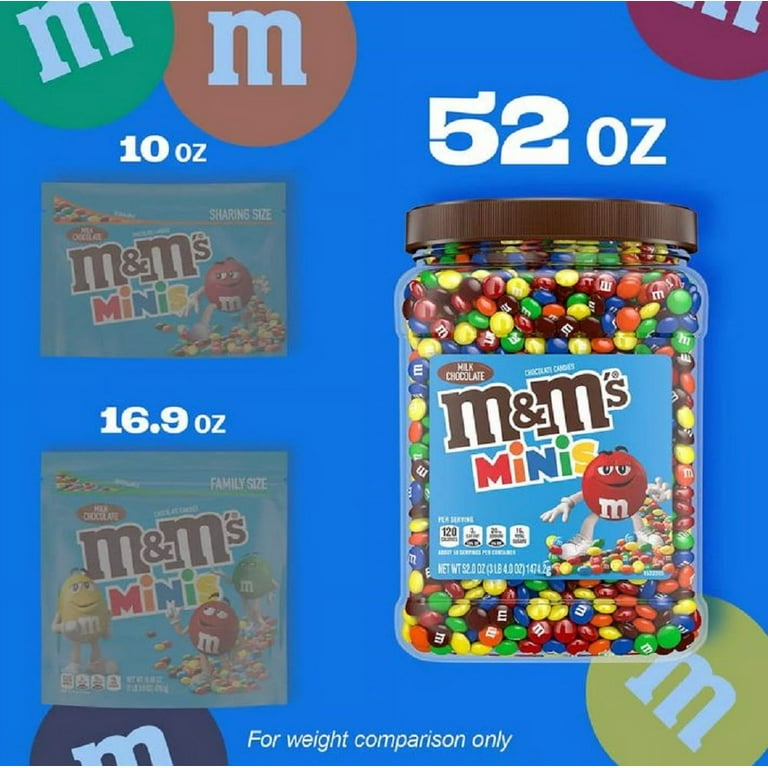 M&M'S Minis Milk Chocolate Candy, Bite-Sized Treats, 52 oz