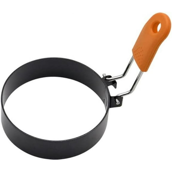 Egg Ring Stainless Steel Round Mold Fryer, Anti Scalding Silicone Egg Ring, Non Sticking Circular Egg Frying Mold for Camping Breakfast Sandwich Burger (Orange,6 Inch)