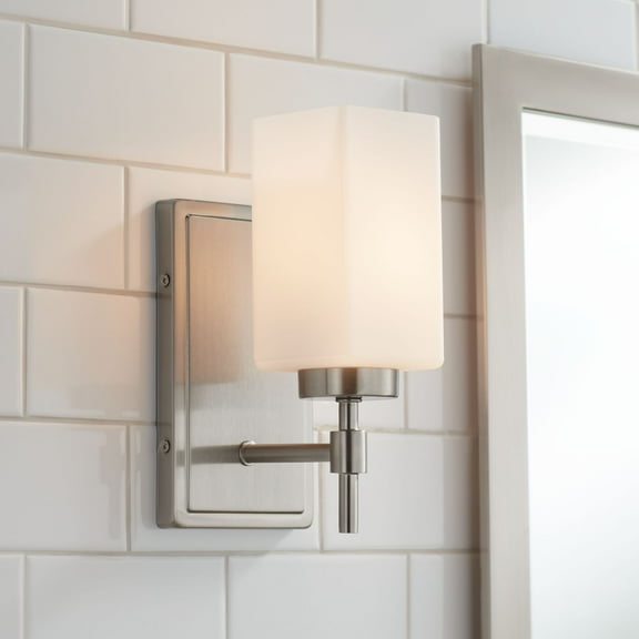 Possini Euro Design Salo 9 3/4" High Modern Wall Sconce Light Lamp Fixture Mount Bathroom Bedroom Hardwired Silver Brushed Nickel