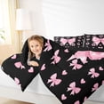 thumbnail image 3 of Erosebridal Pink Bow Tie Full Size Comforter Sets For Girls,Cute Heart Pattern Kids Bedding Sets,Black Reversible,3-Piece, 3 of 7