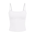 thumbnail image 6 of Miluxas Women's Solid Crop Cami Top – Adjustable Spaghetti Straps Square Neck Slim Fit Basic Tank Top for Layering & Casual Wear White, 6 of 7