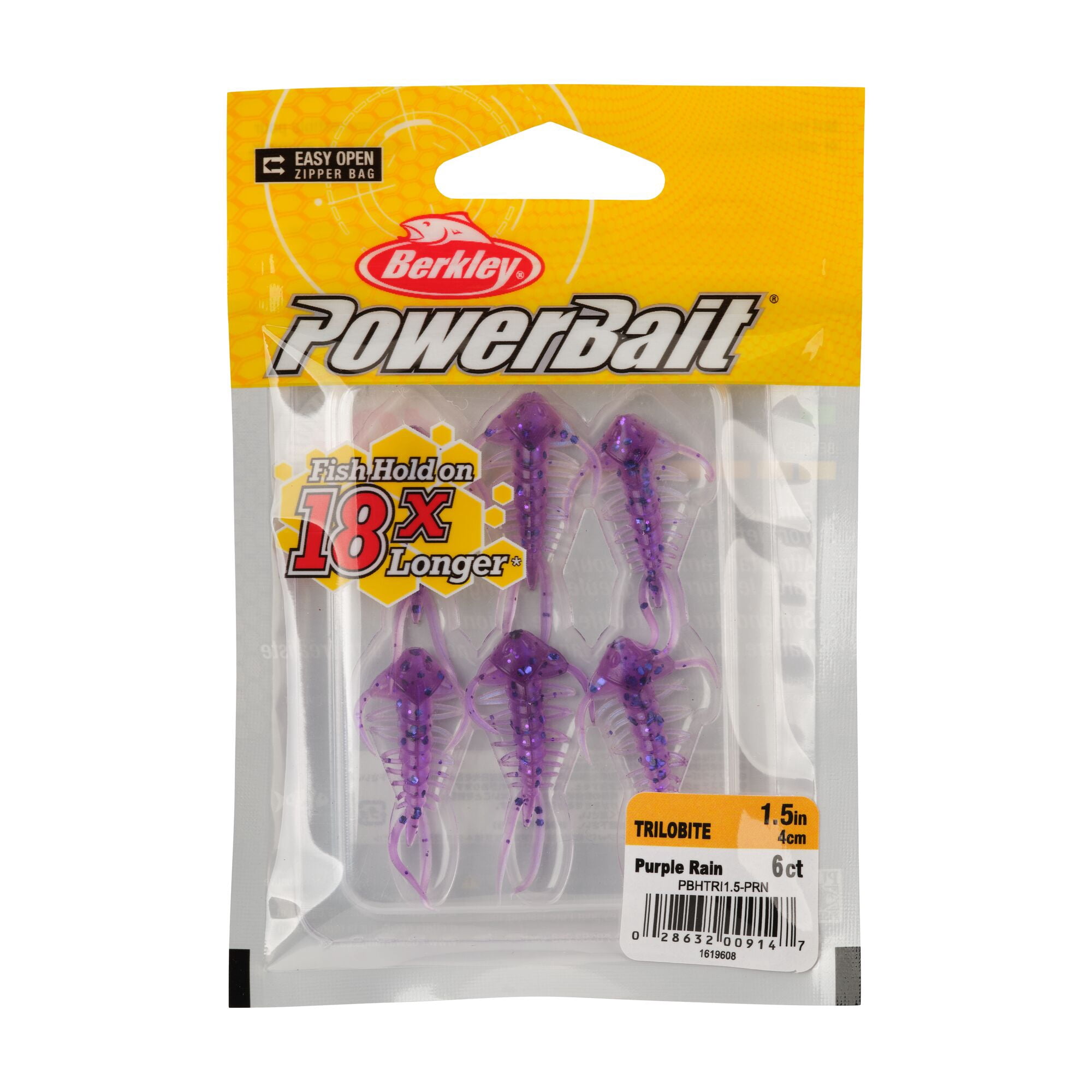 Berkley PowerBait® Trilobite, 1.5 in, Creatures, Purple Rain (6 Count)