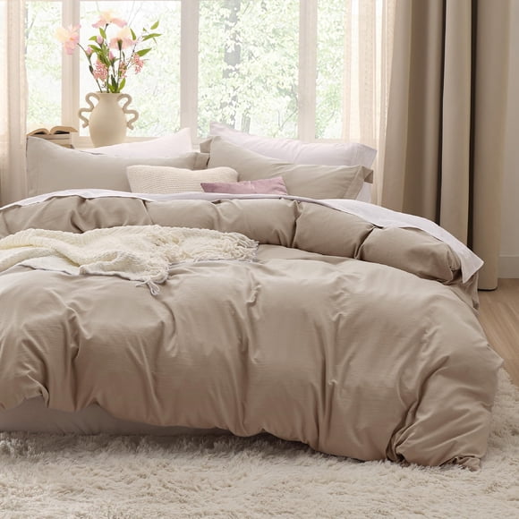 Juego de fundas de edredón Bedsure Deep Beige Queen Size, 3 piezas