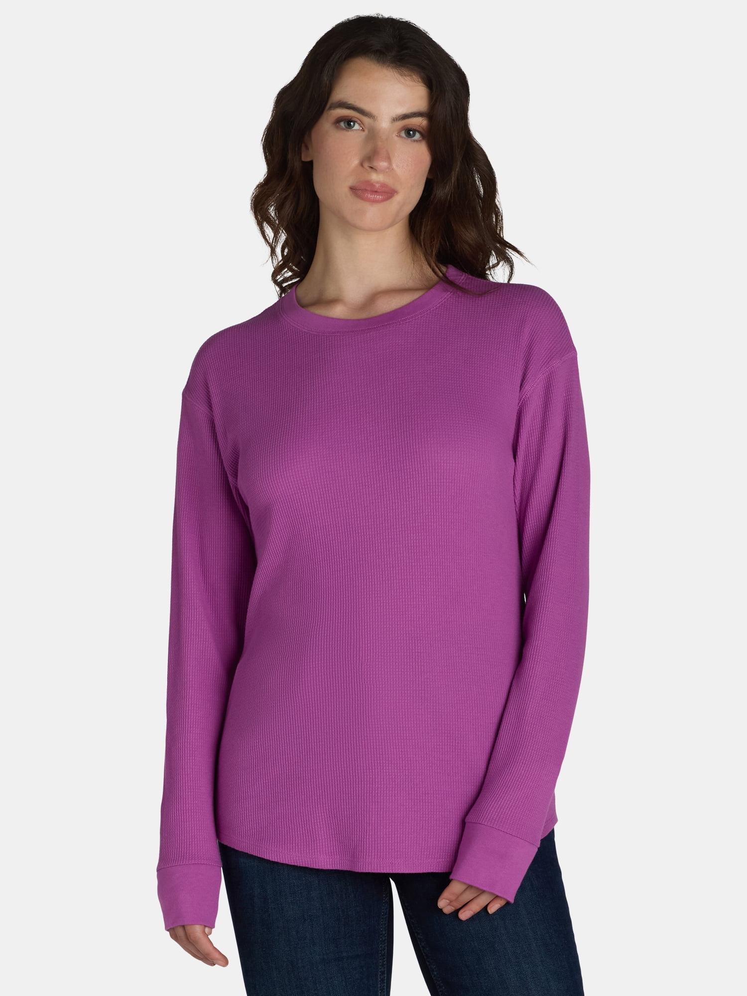 Time and Tru Women's Thermal Top with Long Sleeves, Sizes XS-XXXL
