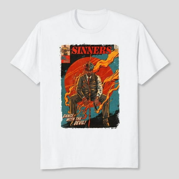 Sinners 2025 Movie Dance With The Devil Shirt, Horror Fan White/Sand/ASH Grey Color, Men's And Women's Graphic Tee 100% Cotton by TBun, Full Sizes S-5XL