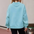 thumbnail image 4 of Women's Mock Neck Tunic Sweatshirt, Side Slit Hem Long Sleeve Pullover, Mid-Length Casual Top, Solid Color High Neck Blouse, Comfortable Stretch Knit Tunic for Women Sky Blue S, 4 of 8