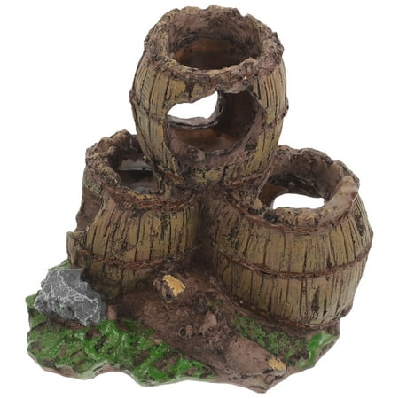 TEHAUX Fish Tank Hideout House Resin Brown 1Pack