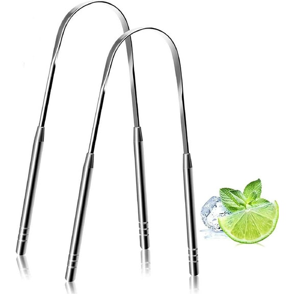 2 Pieces Tongue Scrapers, Reduce Bad Breath (Medical Grade), Stainless Steel Tongue Cleaners, Metal Tounge Scrappers, Tongue Scraper Cleaner for Fresh Breath