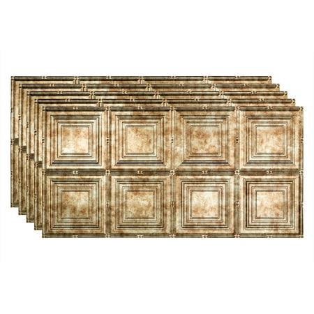 FASÄDE Portrait Decorative Vinyl 2ft x 4ft Glue Up Ceiling Panel in Bermuda Bronze (5 Pack)