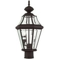 thumbnail image 5 of 2 Light Bronze Outdoor Post Lantern Pendant Lighting Fixture with Clear Beveled Glass Shade backed with Hand Crafted Solid Brass material for patio, front porch, entryway and more, 5 of 6