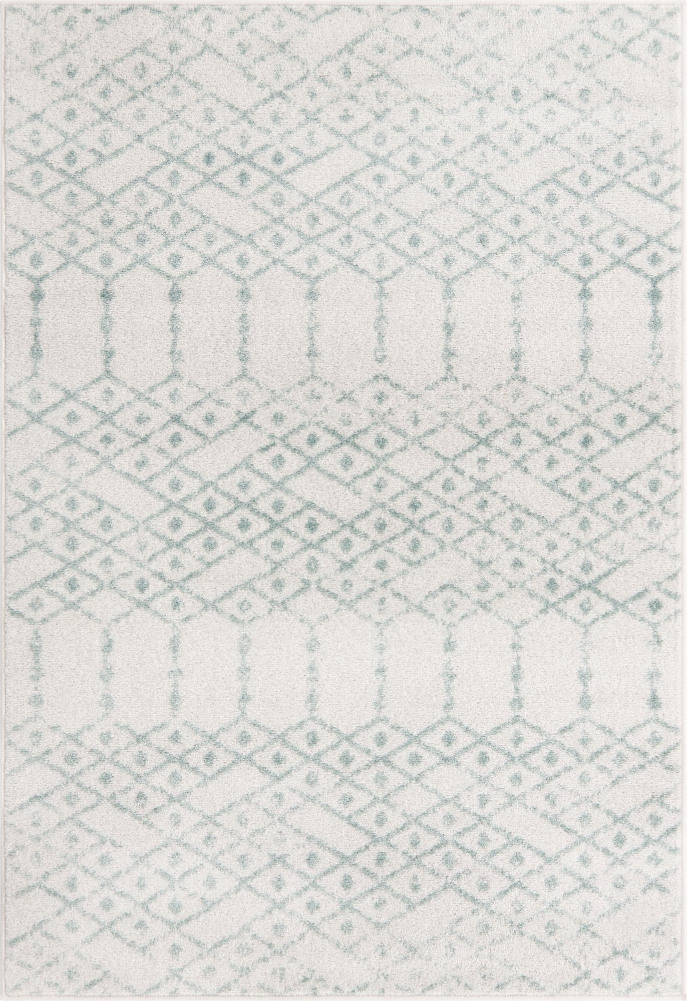 Paxon Trellis Collection Rug 3' x 5' Ivory Aqua Medium Rug