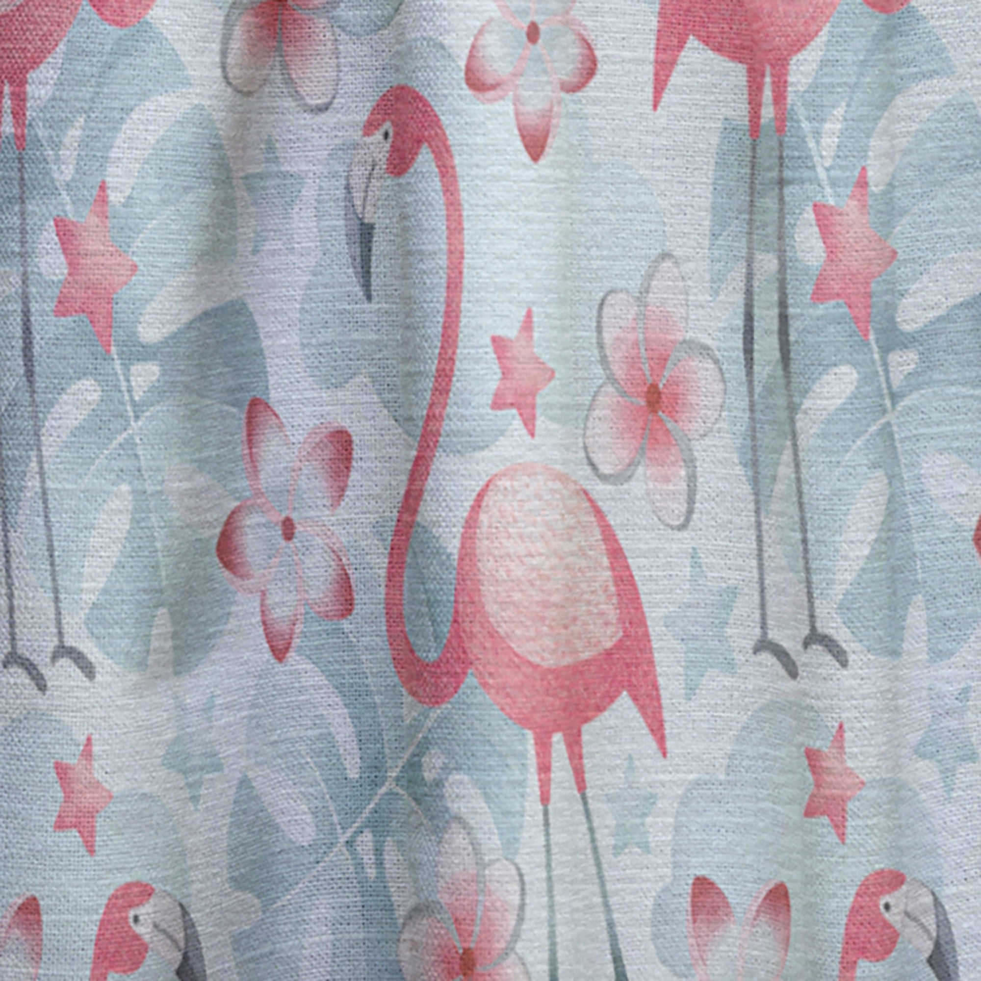 Designart 'Tropical Botanicals, Flamingo and Flowers III' Mid-Century Modern Curtain Panel