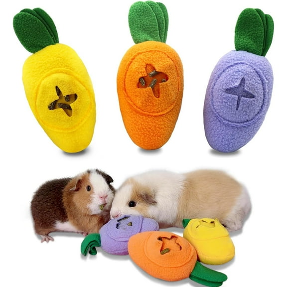 Guinea Pig Feeding Toys Carrot Shaped Forage Toys 3 Pack (3 Color)