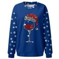 thumbnail image 5 of Glisme Chandail en Molleton de Noël pour Femmes Col Rond Imprimé Chandail Manches Longues Chemises d'Entraînement Coupe Régulière Ample Usage Quotidien Bleu, 5 of 5