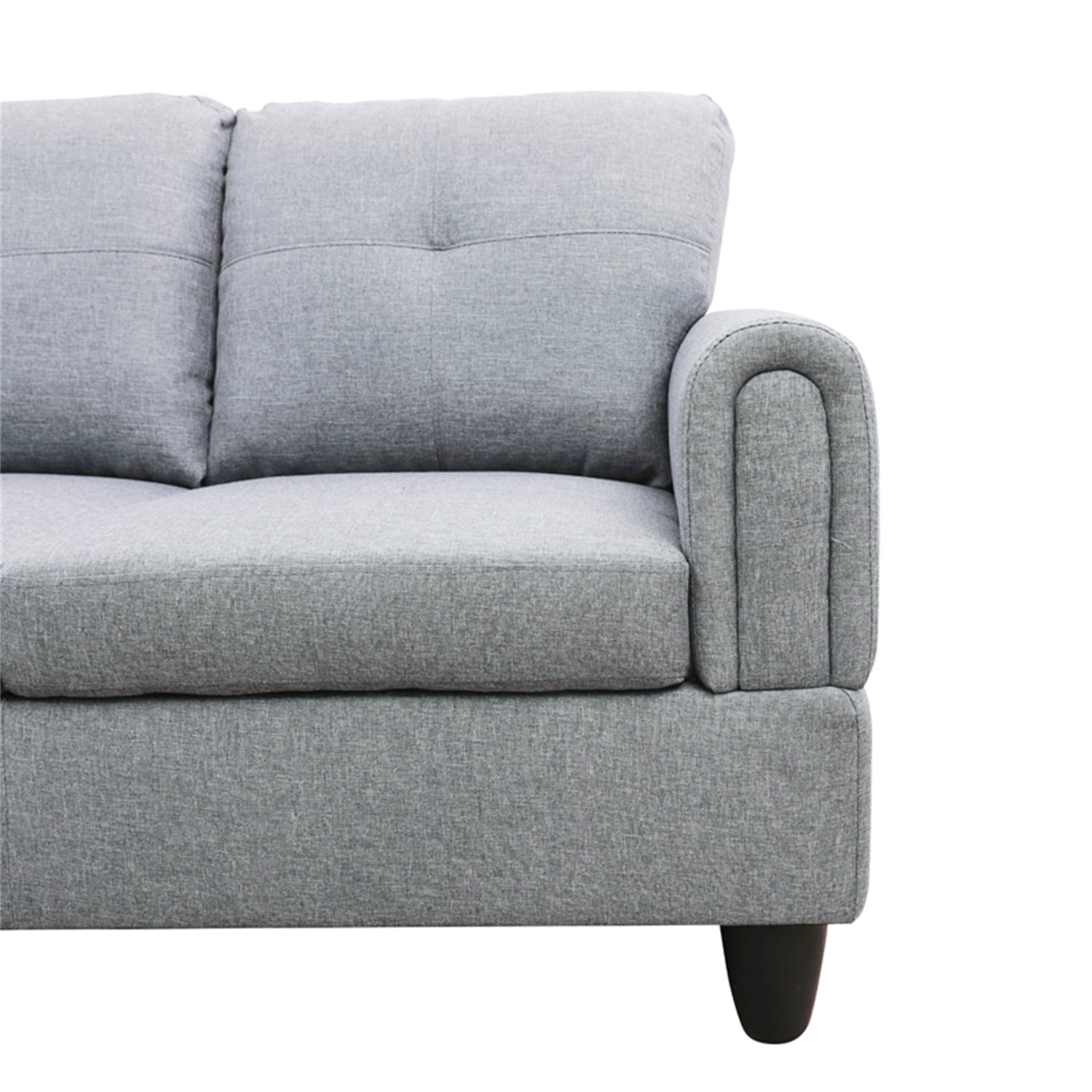Hommoo Modern 4-seat Linen Living Room Furniture Sets Sectional Couches and Sofas, L Shaped Sectional Couch Sofa, Gray(No Ottoman)