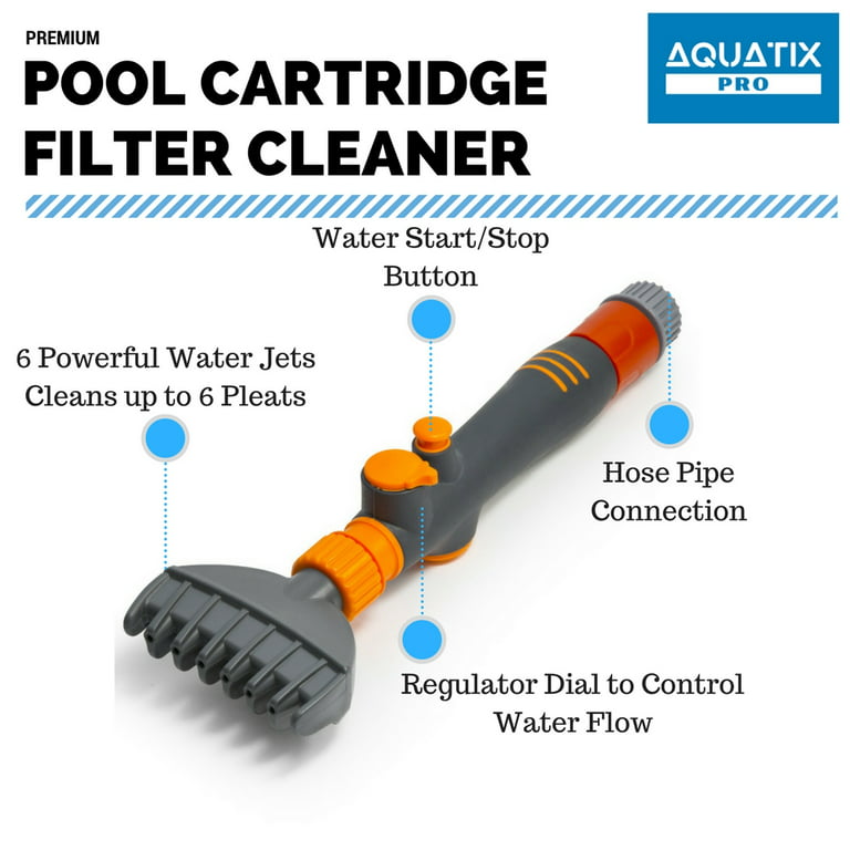 US Pool Supply Pool & Spa Filter Cartridge Cleaner Tool - Quickly Cleans  and Removes Filter Dirt & Debris - Durable Cleaning Wand with 6 Powerful