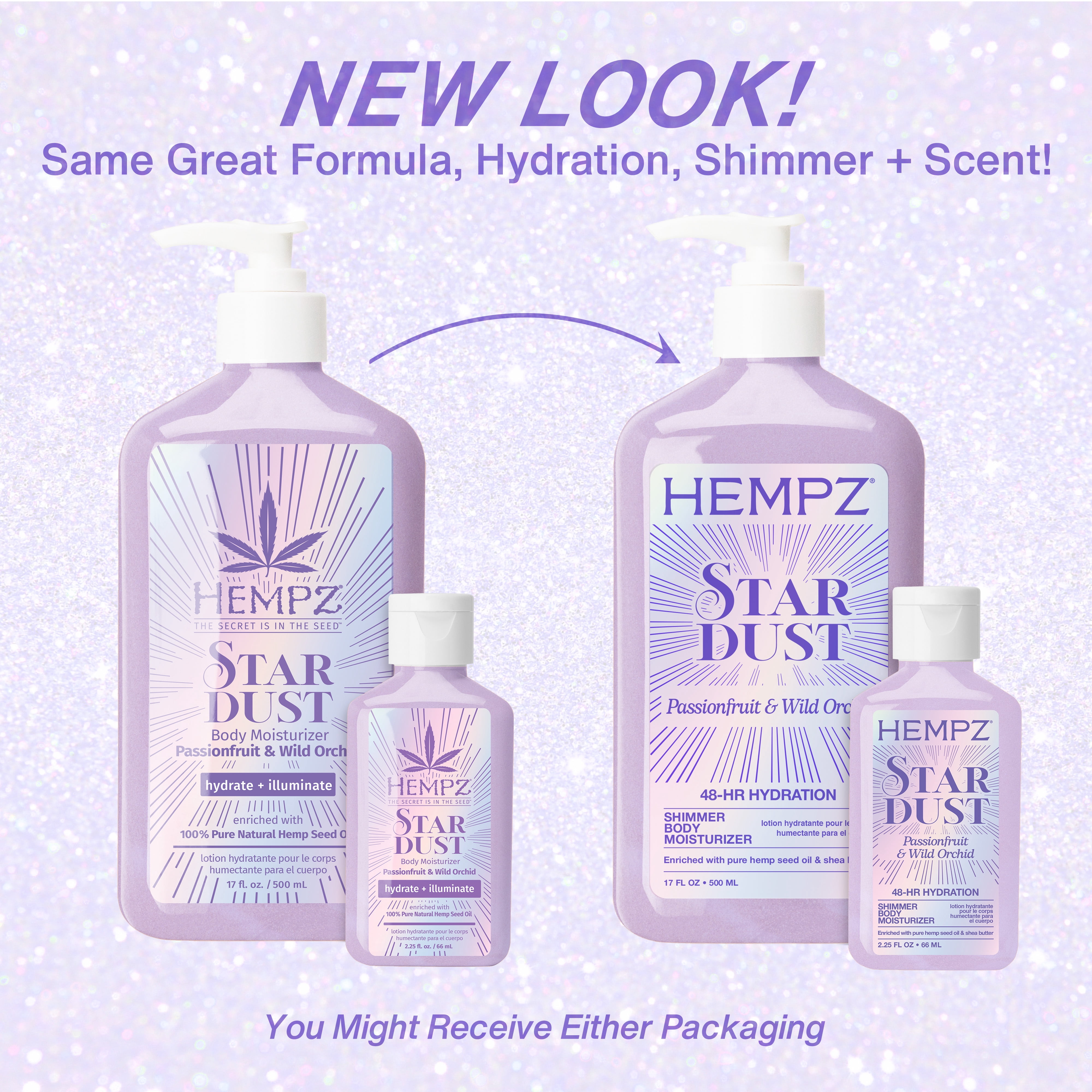Hempz Star Dust Shimmer Body Moisturizing Lotion with Fruit &  Orchid Scent,  17 fl oz.